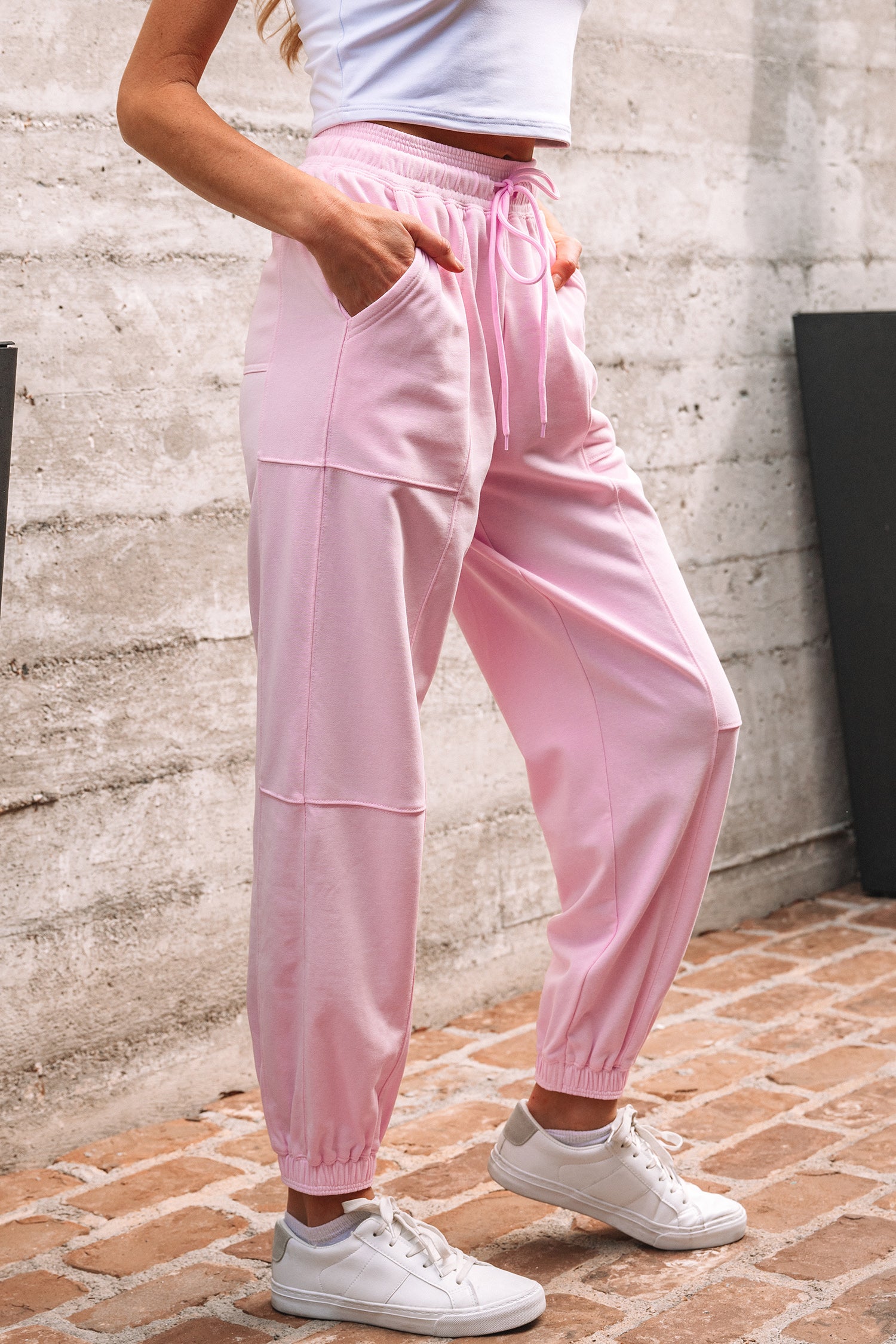 Light Pink Drawstring Jogger Pants