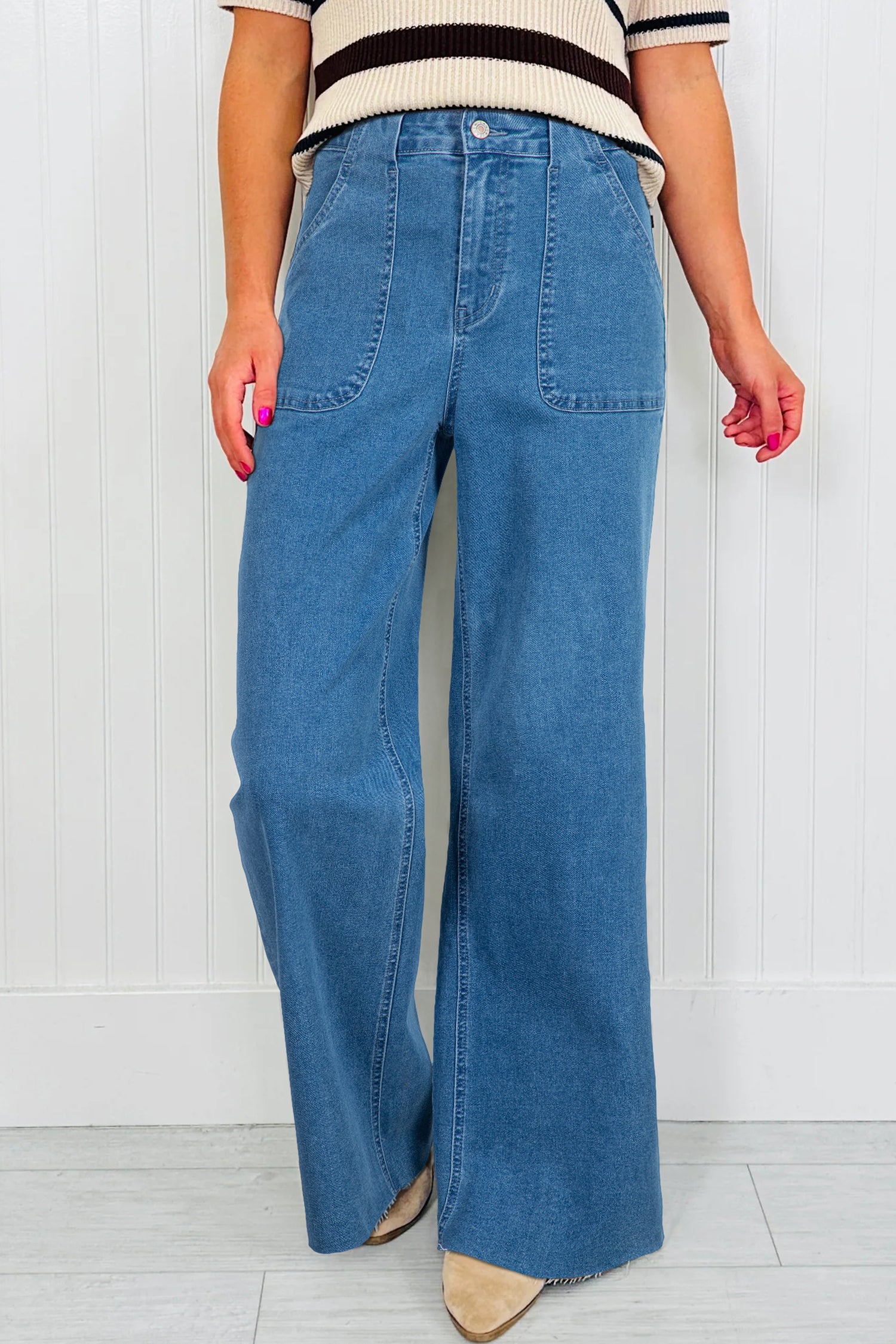 Dusk Blue Retro Washed Loose Jeans