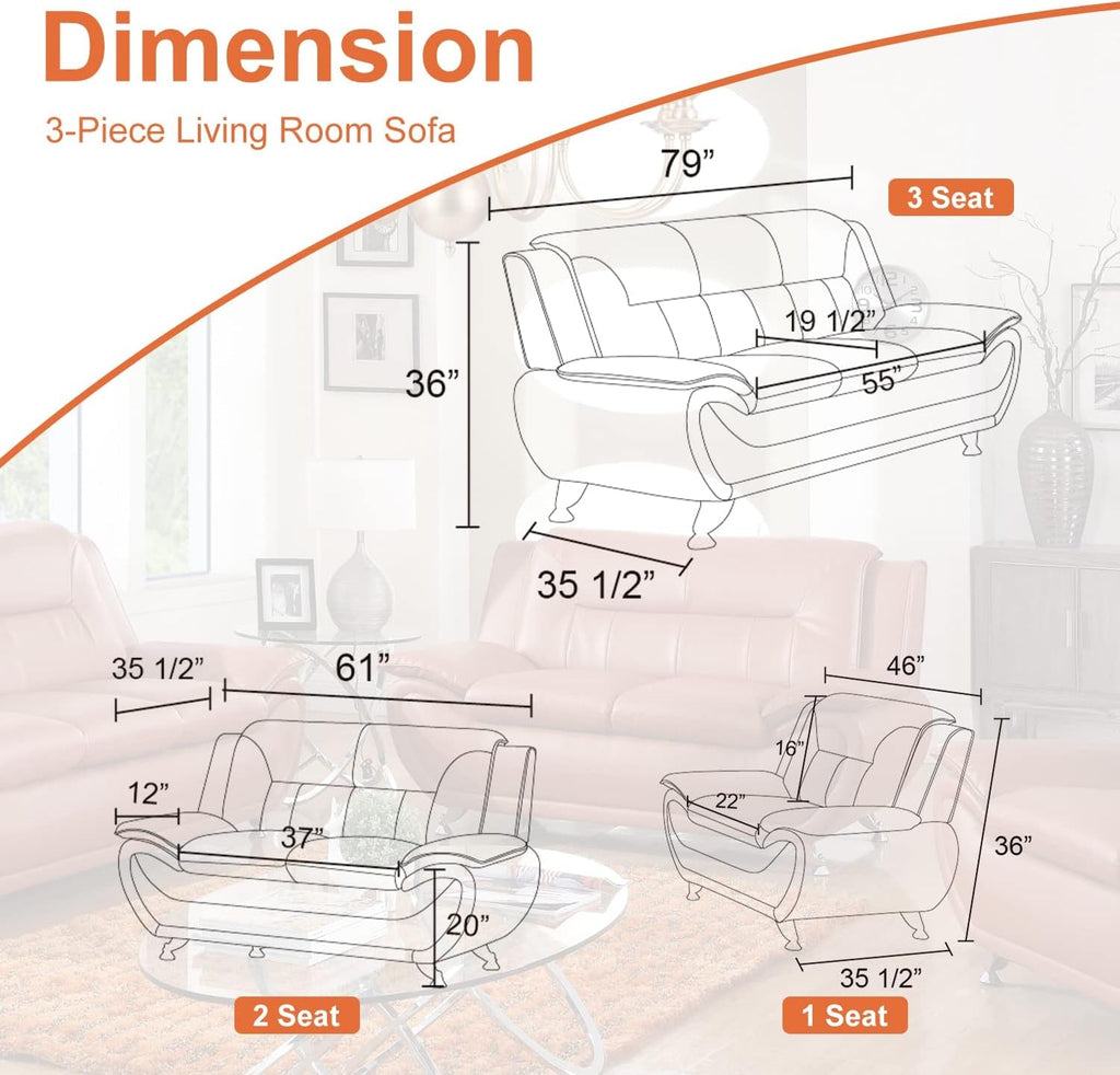 Orange Leather Sofa For Living Room With Minimalist Design