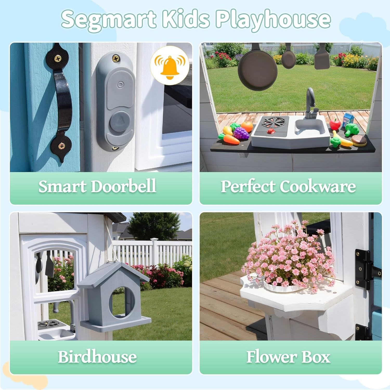 White Cedar All Weather Wood Playhouse With Dutch Door