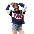 Retro Spliced Zipper Knitted Sweater for Women - Fashion Stand Collar Long Sleeve Loose Short Cardigan Y2K Letter Knitwear