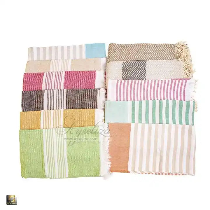 Classic Organic Cotton Hammam Beach Terry Towels Super Absorbent Lightweight with Custom Logo Printed Wholesale Bath Woven Items