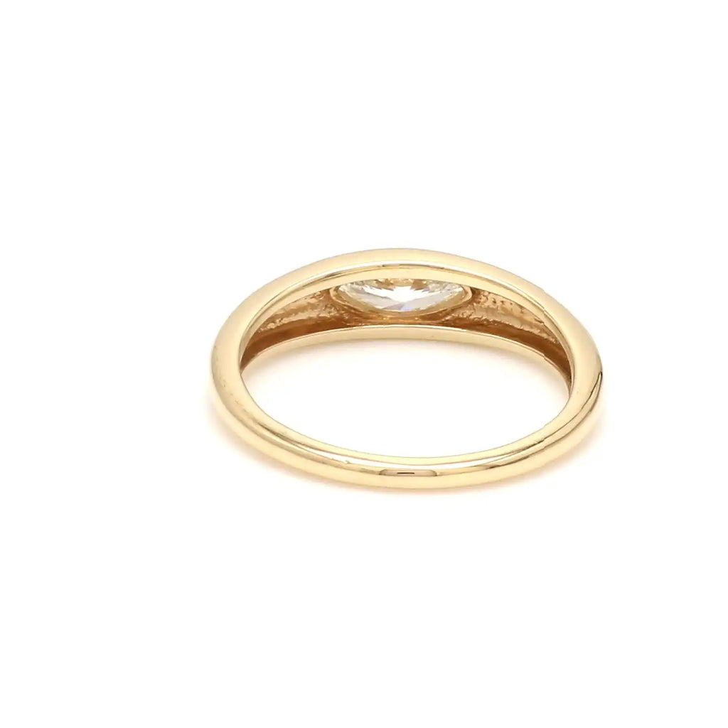 Fashionable Trendy 14k Pure Gold Signet Rings with Natural Marquise Cut Diamonds Stylish Dome Rings for Women
