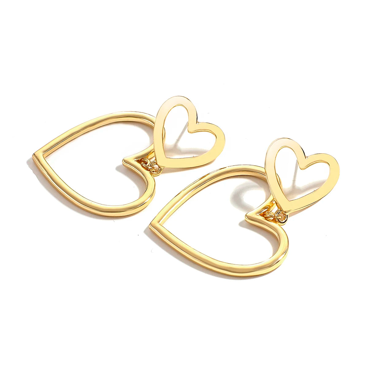 AENSOA Vintage Metal Gold Color Earrings For Women Simple Big Hollow