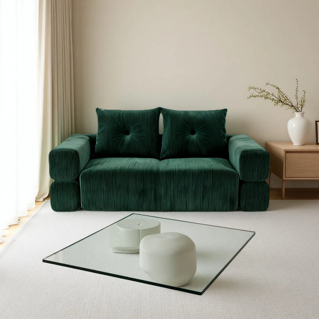 Modern White Corduroy Sectional