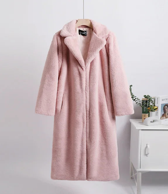 Warm Women Faux Fur Coat for Ladies | Long Artificial Rabbit Fur Coat for Women
