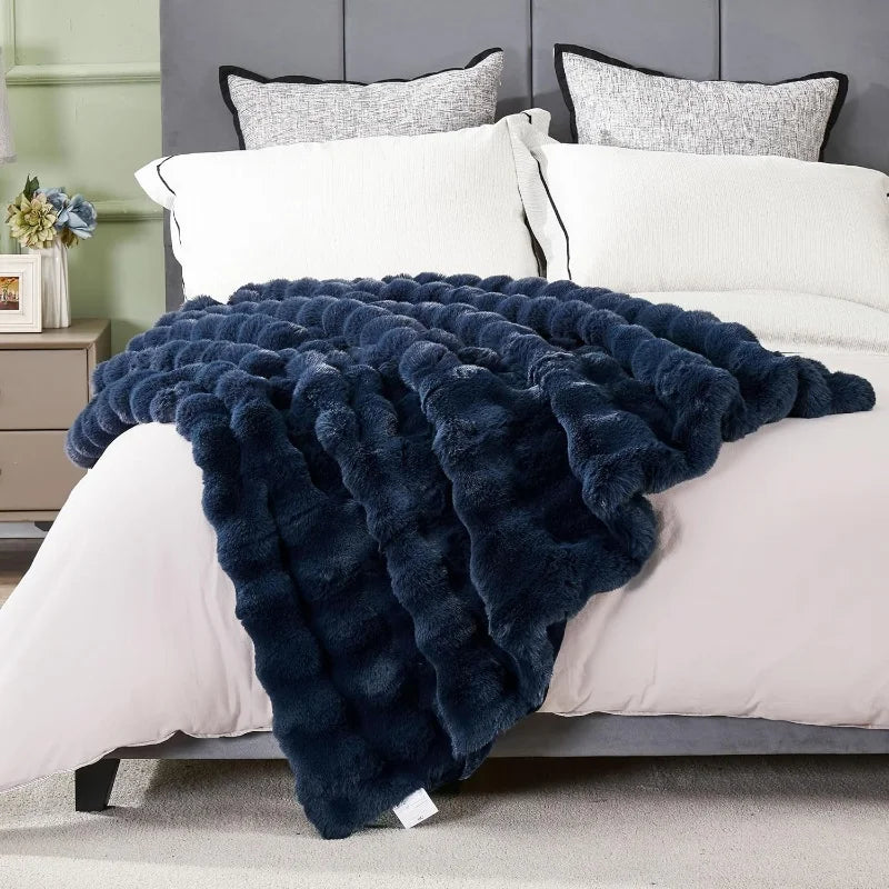Plush Warm Faux Fur Throw Blanket for Couch