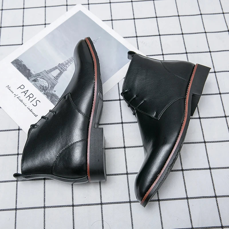 Extra Size 38-48/6.5-14 Green Color Latest Design Fashion Comfortable Lace Up Patent Leather Ankle Boots for Men