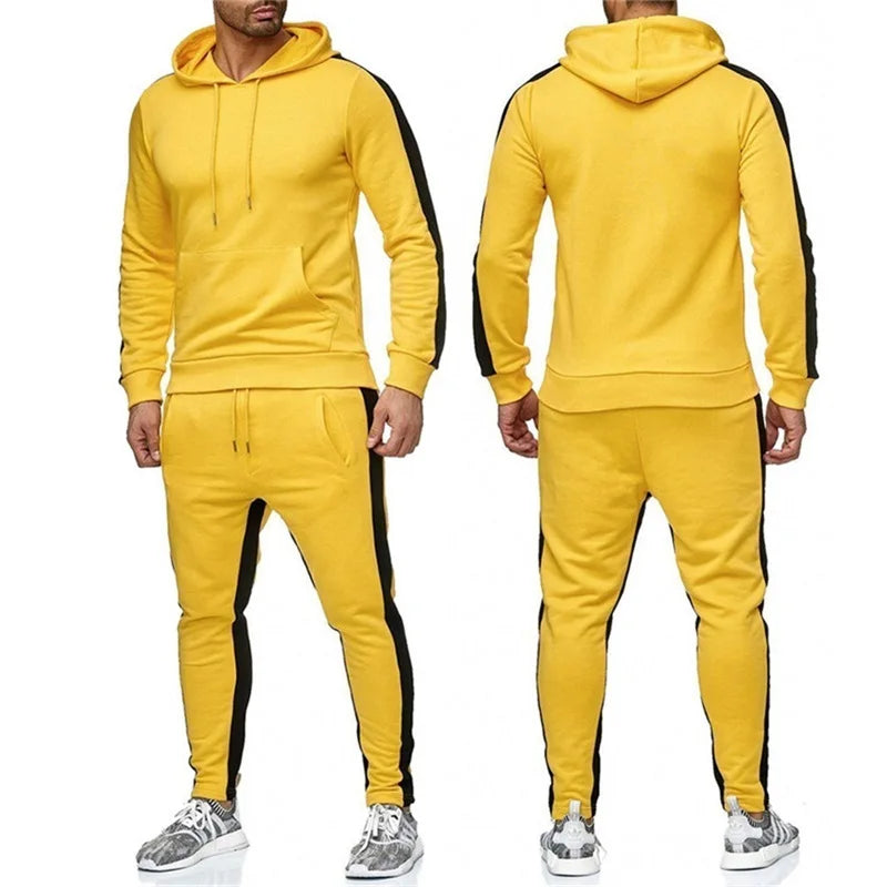 Men's 2 Piece Color Block Tracksuit Sweatsuit with Stripes - Casual Winter Long Sleeve Warm Moisture Wicking Breathable Sportswear Suit