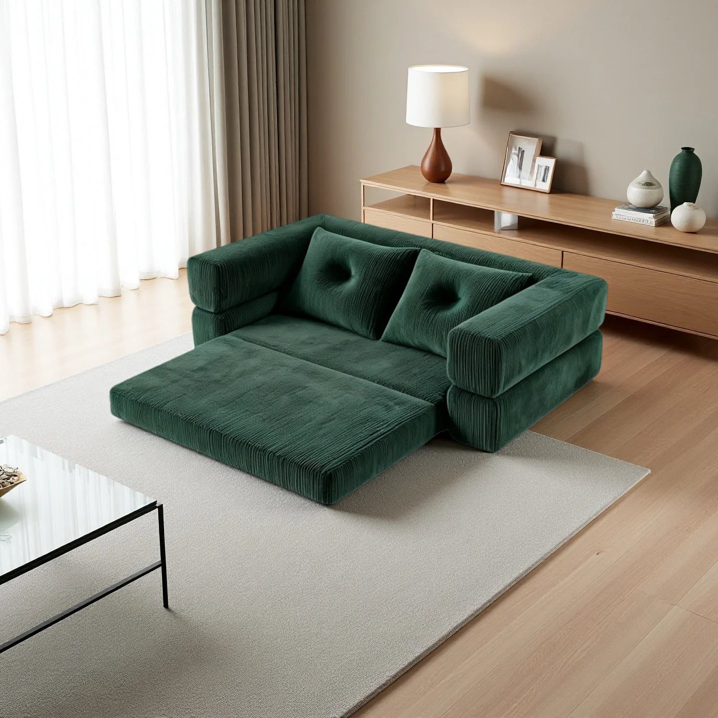 Modern White Corduroy Sectional