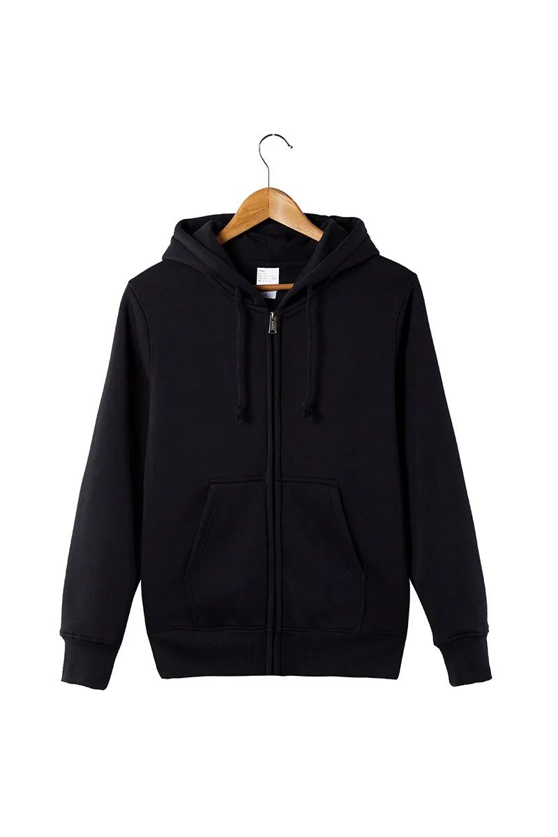 2025 Unisex Full Zip Long Sleeve Hoodie With Large Front Pocket