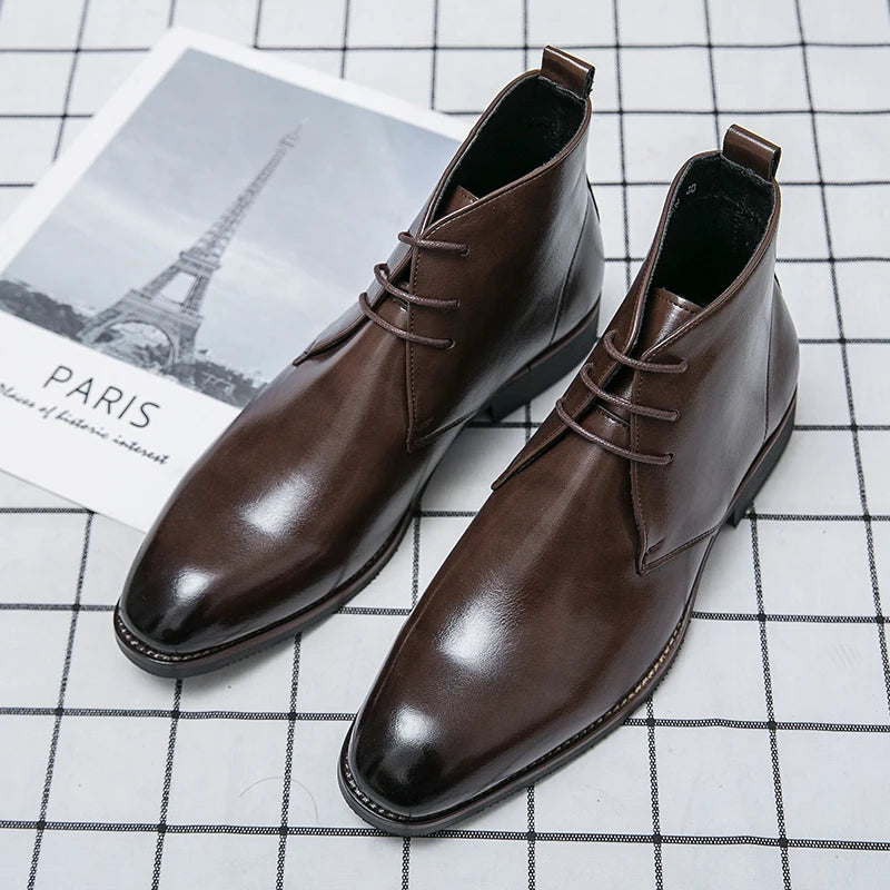 Extra Size 38-48/6.5-14 Green Color Latest Design Fashion Comfortable Lace Up Patent Leather Ankle Boots for Men