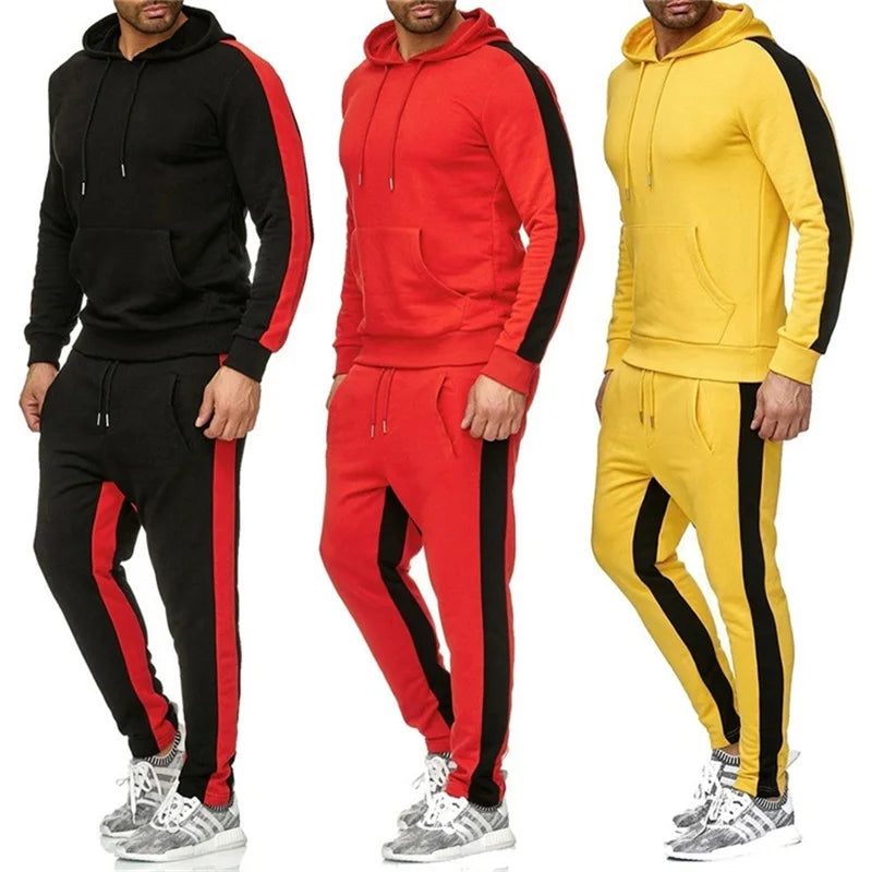 Men's 2 Piece Color Block Tracksuit Sweatsuit with Stripes - Casual Winter Long Sleeve Warm Moisture Wicking Breathable Sportswear Suit