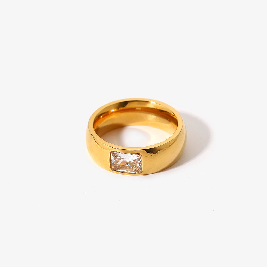Fashioncustom logo Ring 18k Yellow Gold Rings Jewelry Simple square