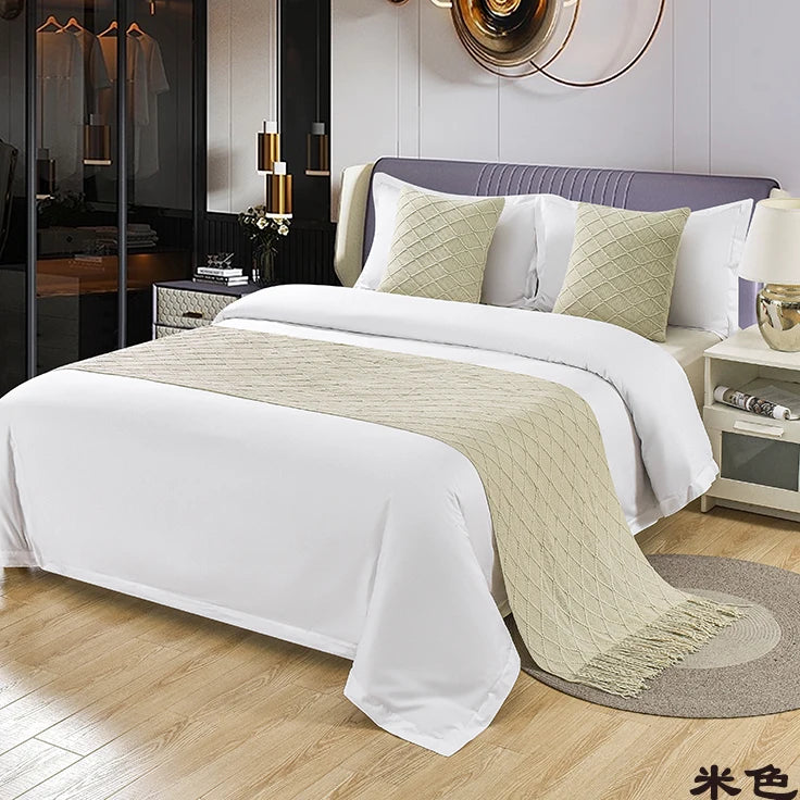 1pc Modern Simple Light Luxury B&B Hotel Bed Flag Bed Tail Towel Solid Color Bedding Bed End Blanket Bed Cover Knitted Bed Flag