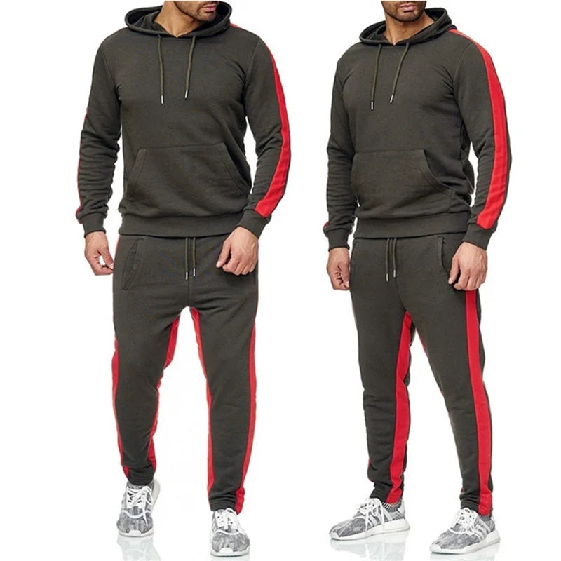 Men's 2 Piece Color Block Tracksuit Sweatsuit with Stripes - Casual Winter Long Sleeve Warm Moisture Wicking Breathable Sportswear Suit