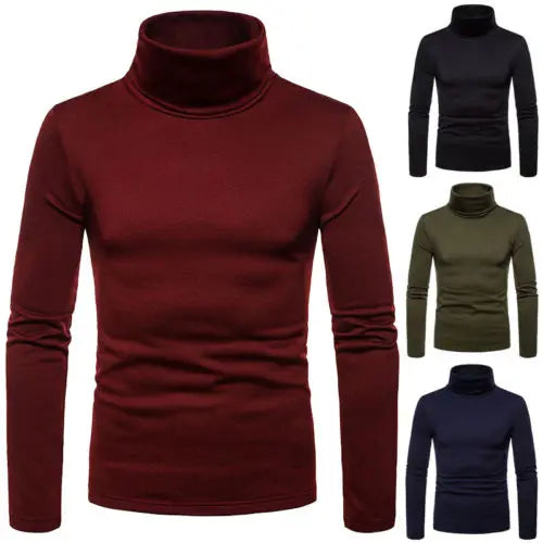 Autumn Winter Men's Turtleneck Sweaters Casual Thermal Long Sleeve Slim Fit Pullovers Stretch Basic Tops Sweatshirt Jumper T-Shirt