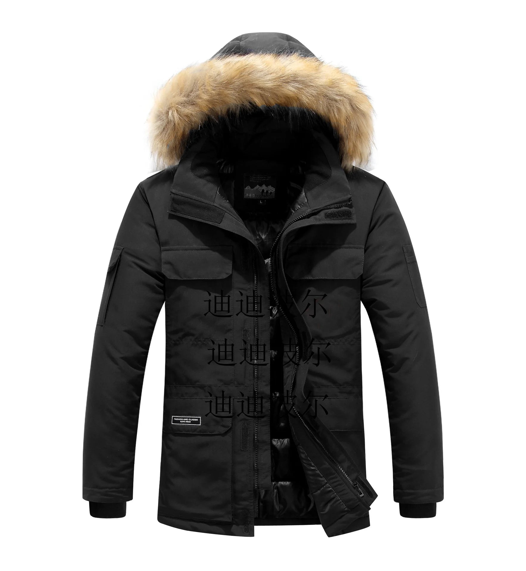 Canada Men's Cordura Quilted Winter Jacket Plus Size Outdoor Motorcycle Coat Stand Collar Fur Fabric Outwear-Wholesales