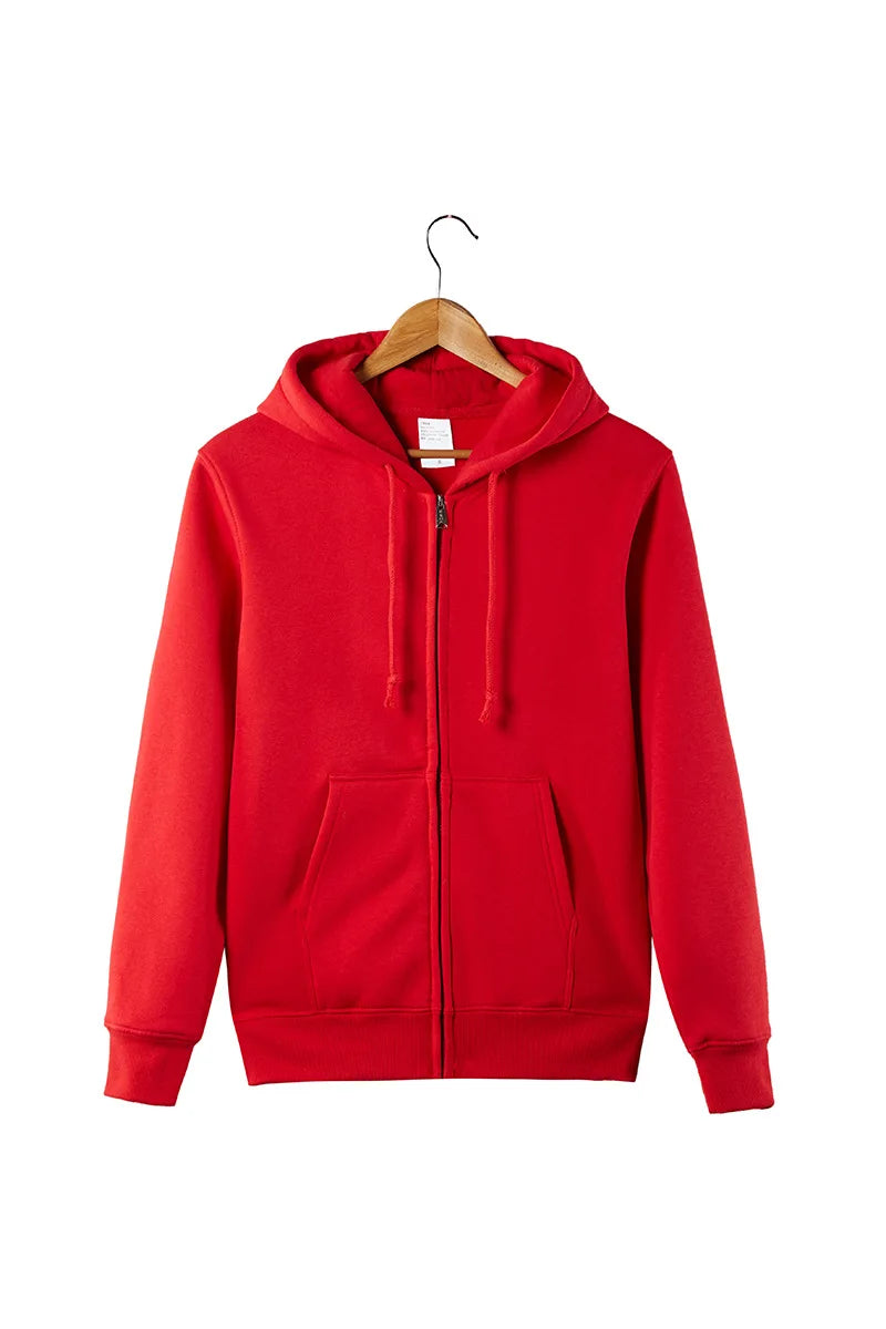 2025 Unisex Full Zip Long Sleeve Hoodie With Large Front Pocket