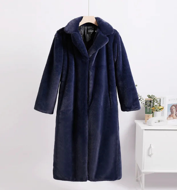 Warm Women Faux Fur Coat for Ladies | Long Artificial Rabbit Fur Coat for Women