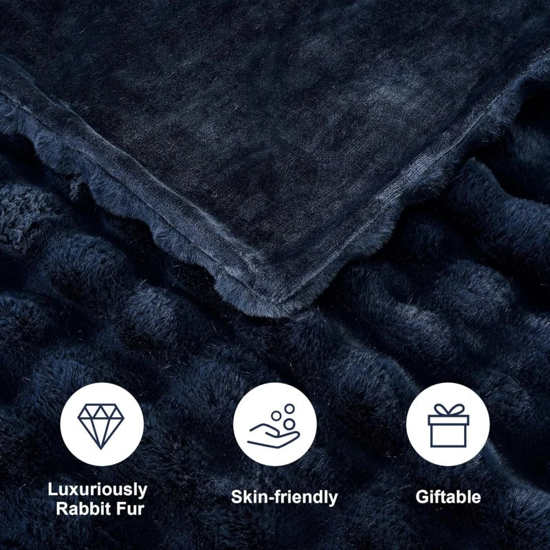 Plush Warm Faux Fur Throw Blanket for Couch