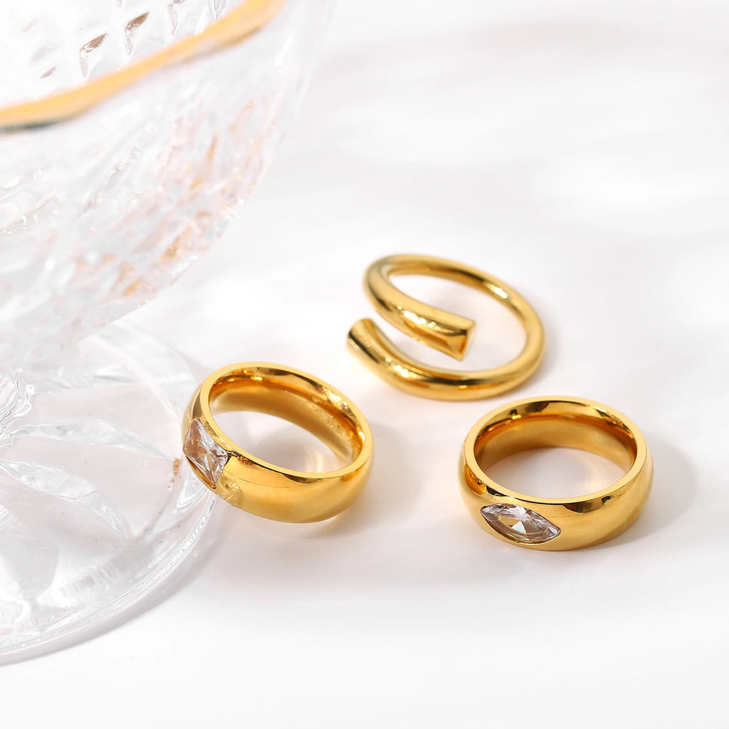 Fashioncustom logo Ring 18k Yellow Gold Rings Jewelry Simple square