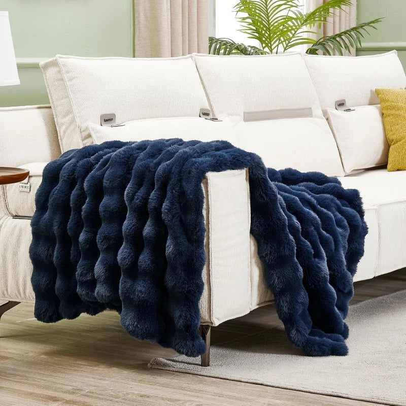 Plush Warm Faux Fur Throw Blanket for Couch