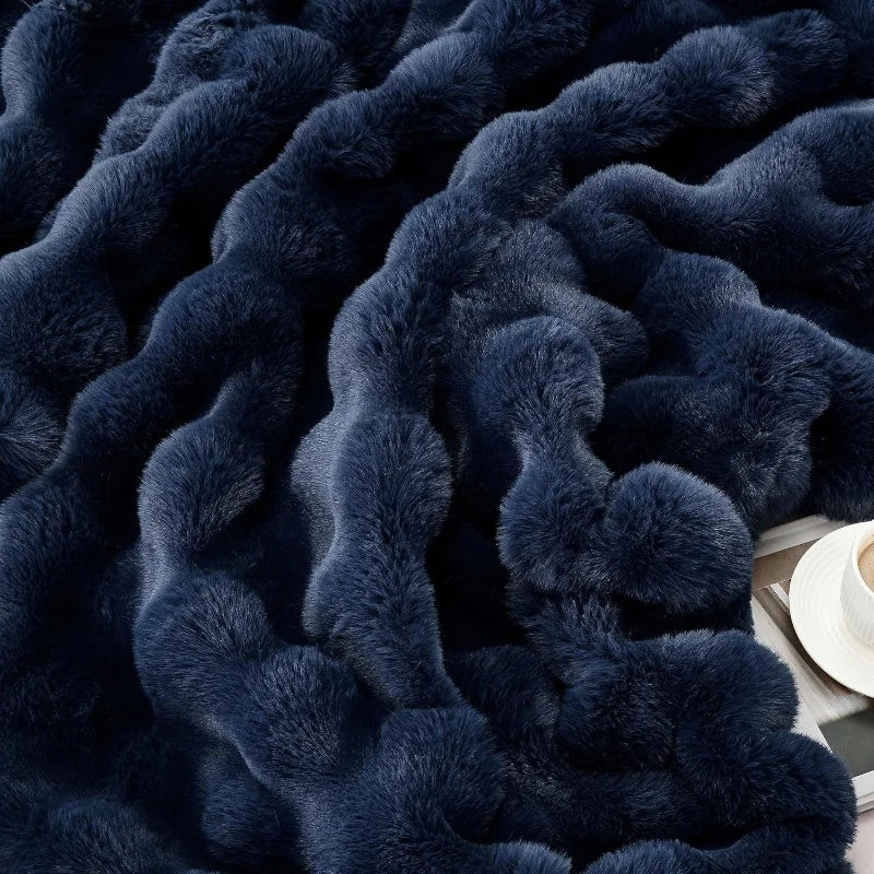 Plush Warm Faux Fur Throw Blanket for Couch