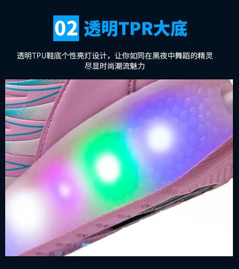 boys and girls Roller Skates Tow Wheels Shoes Glowing Light LED Children Fashion Luminous Sport Casual Wheelys Skating Sneakers