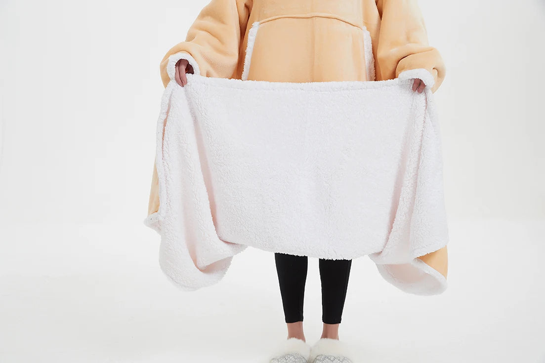 China Factory Adult Premium Wearable Blanket for King Size Winter Warming Sherpa TV Sleeved Blankets Wearable Oversized