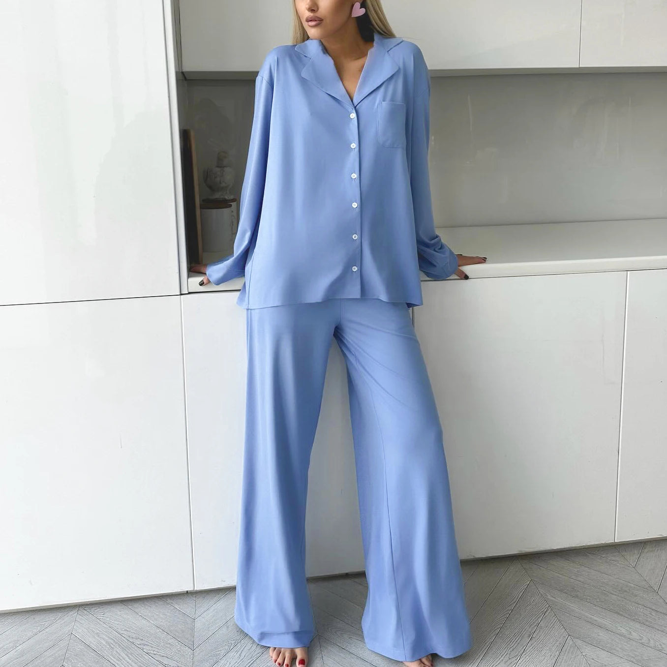 Blue Pajamas Set for Women | Loungewear Set for Ladies | Comfortable Pajamas Set
