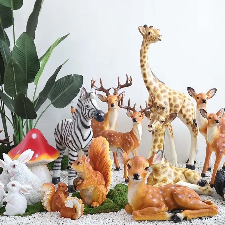 Custom Life Size Fiberglass Animals Statue Wedding Decoration Outdoor Garden Sculptures Rabbit Giraffe Sika Deer Squirrel Model