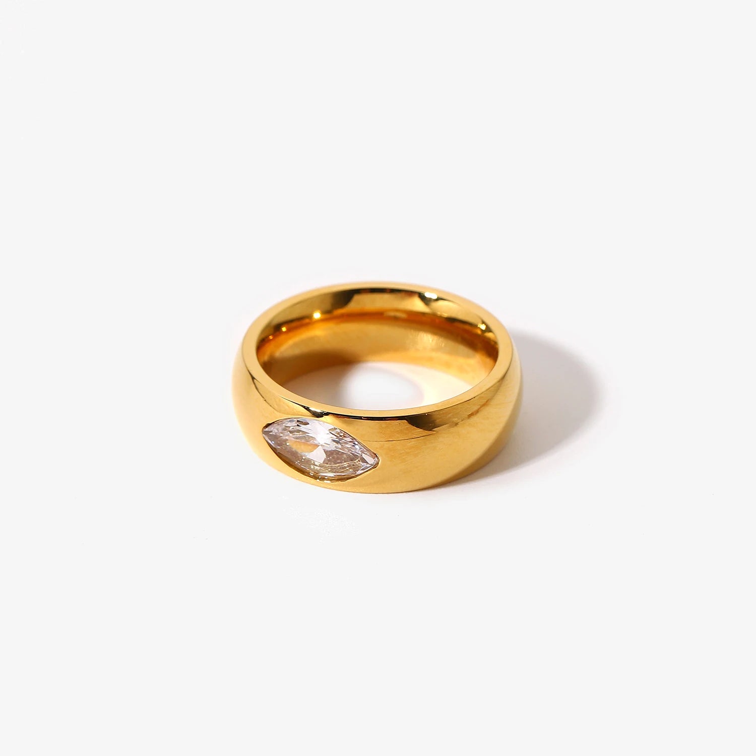 Fashioncustom logo Ring 18k Yellow Gold Rings Jewelry Simple square