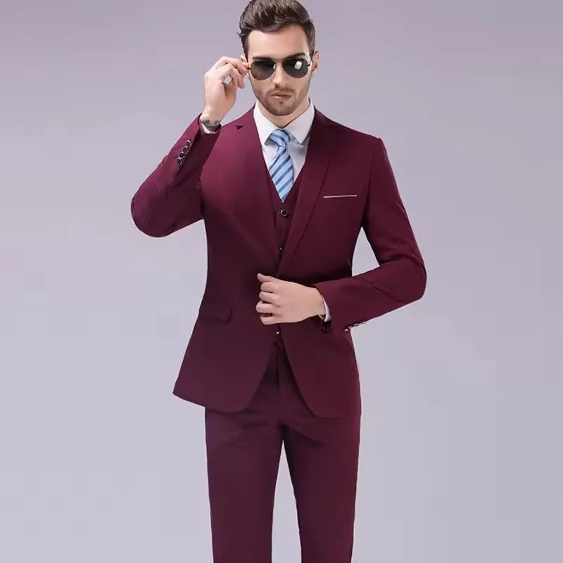Light Grey  Business Blazers/best Wedding Groom's Three-piece Suit Casual  Tuxedo EUR US Size XS-3XL (Jackets+Vest+Pants)