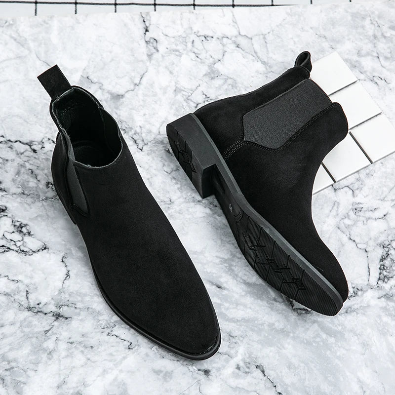Latest Design Red Boots Extra Size 38-48 Ankle Height Durable Faux Suede Leather Men Chelsea Boots