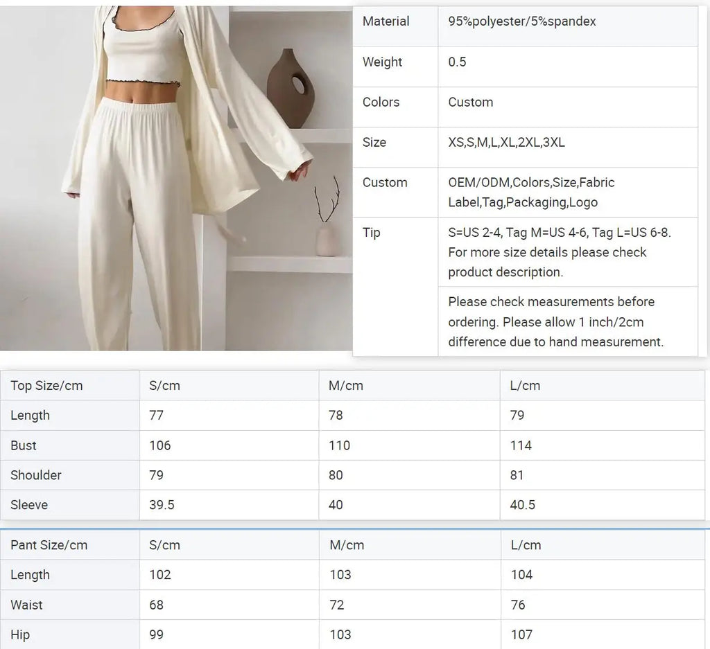 Pink Knitted Robe Set for Women |  3-Piece Pajama Set for Women | |  New Spring Sleepwear