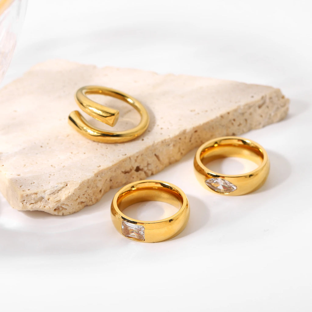 Fashioncustom logo Ring 18k Yellow Gold Rings Jewelry Simple square