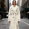 Beige Women's X-Long Double-Breasted Belted Casual Coat - Winter Warm Windproof & Anti-Wrinkle Outerwear