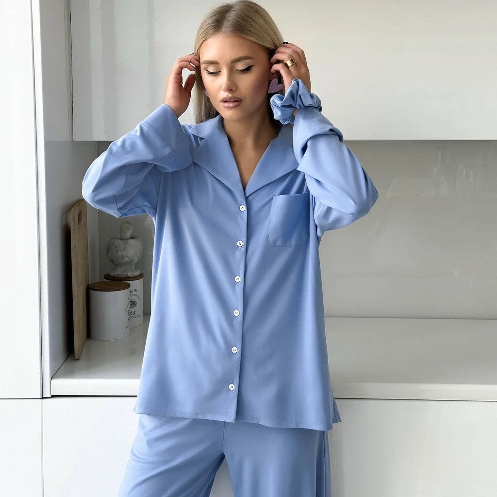 Blue Pajamas Set for Women | Loungewear Set for Ladies | Comfortable Pajamas Set