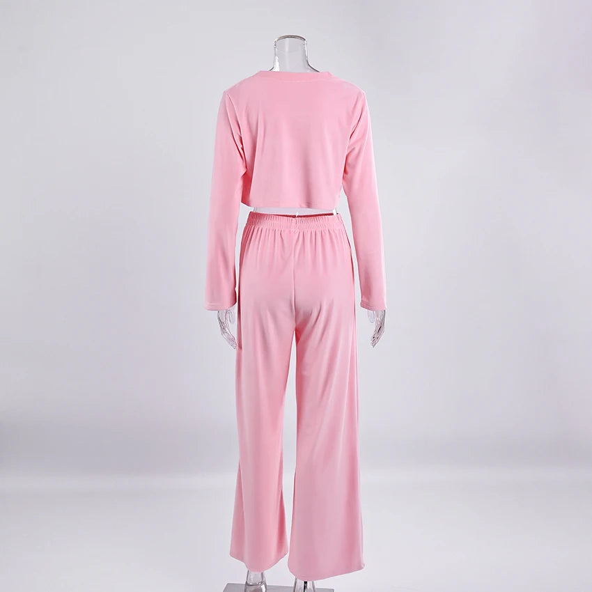 Velvet Sleepwear Winter Long Sleeve Custom Pajamas 2 Pieces Bow Lace up PJ Full Sleeves Warm Loungewear Women Sets