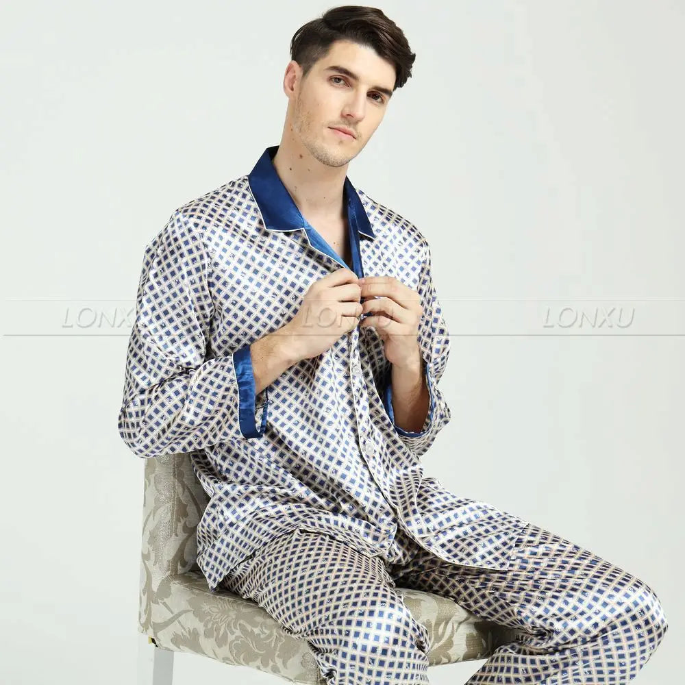 Men's Silk Satin Homewear Set - Sleep Outfits for Him