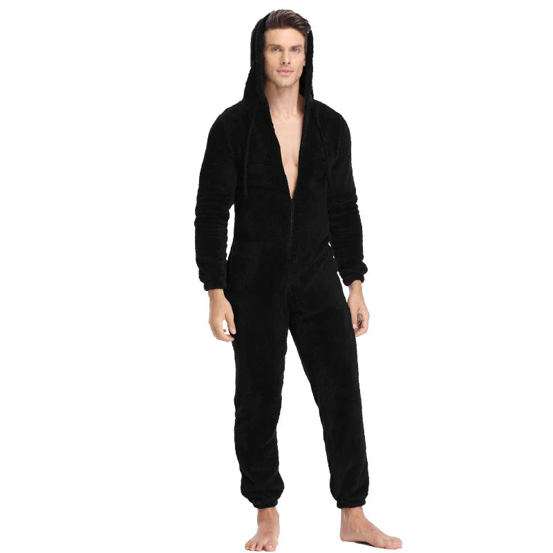 Men's Plush Teddy Fleece Pajamas - Winter Warm Jumpsuit
