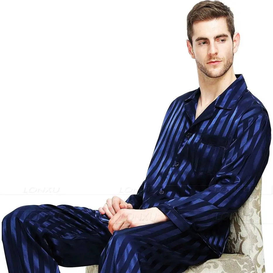 Men's Sleep Outfits Set - Striped Homewear for Men