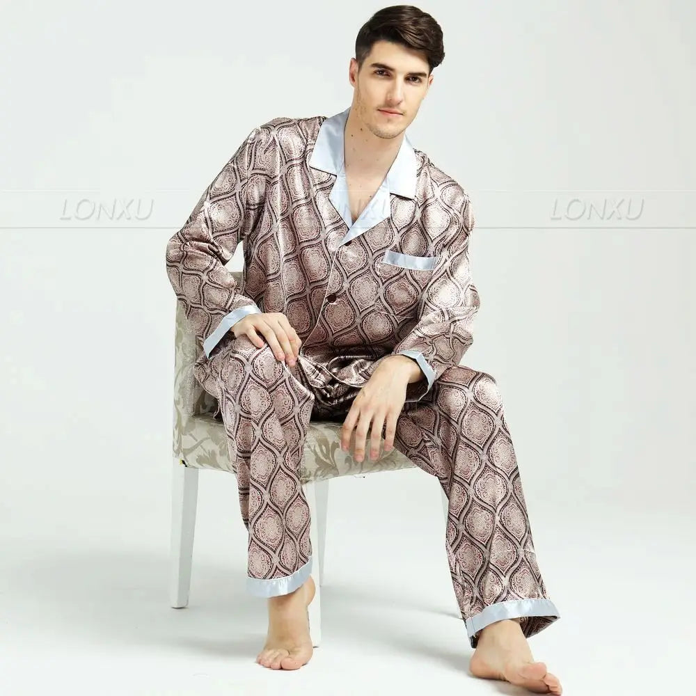Men's Silk Satin Homewear Set - Sleep Outfits for Him