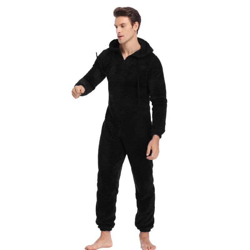 Men's Plush Teddy Fleece Pajamas - Winter Warm Jumpsuit