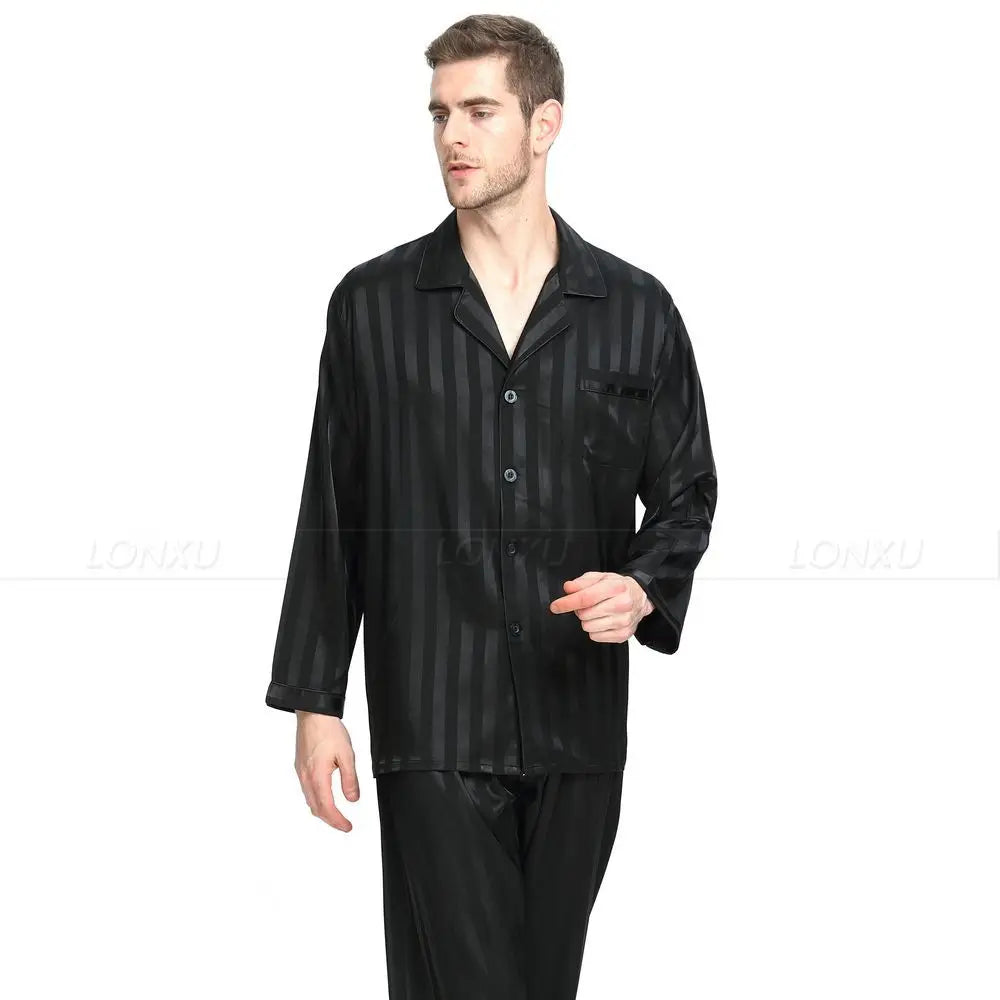 Men's Sleep Outfits Set - Striped Homewear for Men