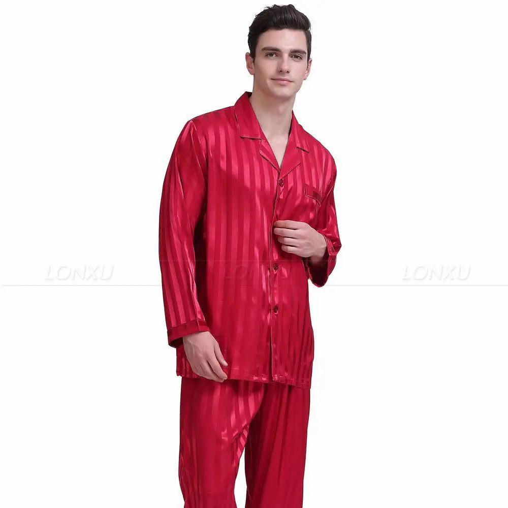 Men's Sleep Outfits Set - Striped Homewear for Men