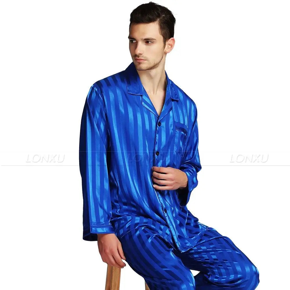 Men's Sleep Outfits Set - Striped Homewear for Men