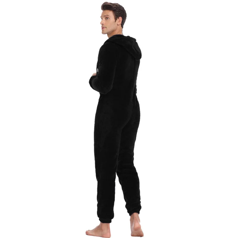 Men's Plush Teddy Fleece Pajamas - Winter Warm Jumpsuit