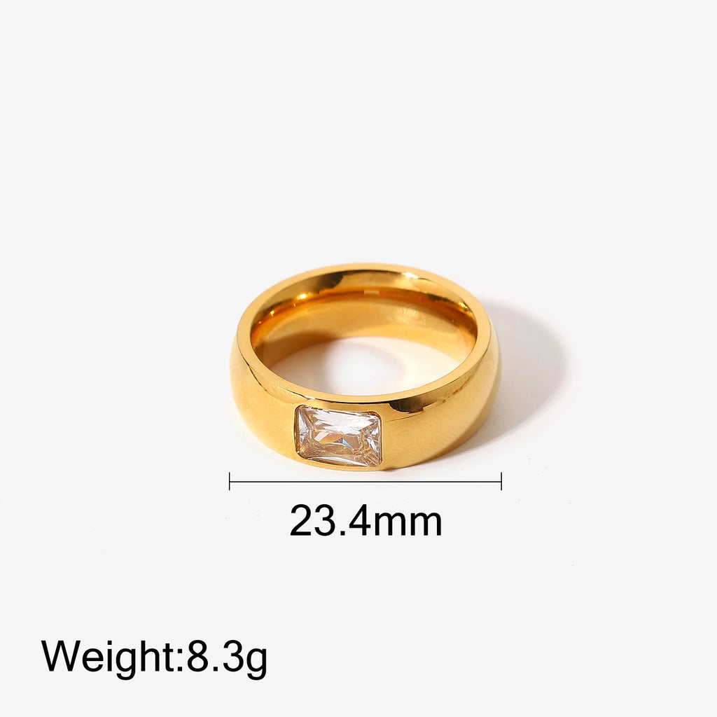 Fashioncustom logo Ring 18k Yellow Gold Rings Jewelry Simple square